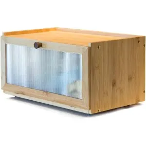 Bamboo Bread Box for Kitchen Counter-Large Capacity Bread Storage Container Farmhouse Bread Box with Window Bread Holder