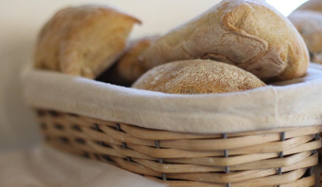 Few loaves of bread in a basket