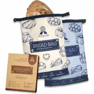 GRIN BY GRIN- 2 Packs Bread Bags to Keep Fresh, Reusable Zipper for Homemade Loaf, Freezer Storage Bag, Container, Fresh Keeping Extra Large Bags, Food Bag