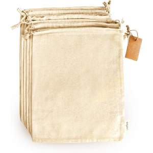 
LEAFICO Cotton Storage Bags with Drawstrings X-Large 14x17 Multipurpose 6 Pcs 