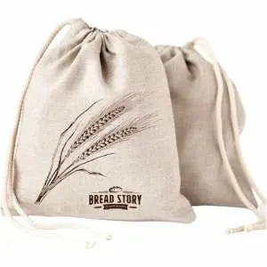 Linen Bread Bags - 2-Pack 11 x 15 inch Ideal for Homemade Bread, Unbleached, Reusable Food Storage, Housewarming, Wedding Gift, Storage for Artisan Bread - Bakery & Baguette