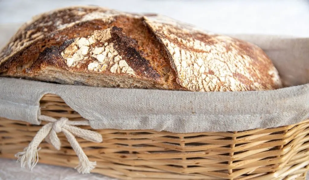 A bread in a wooden basket