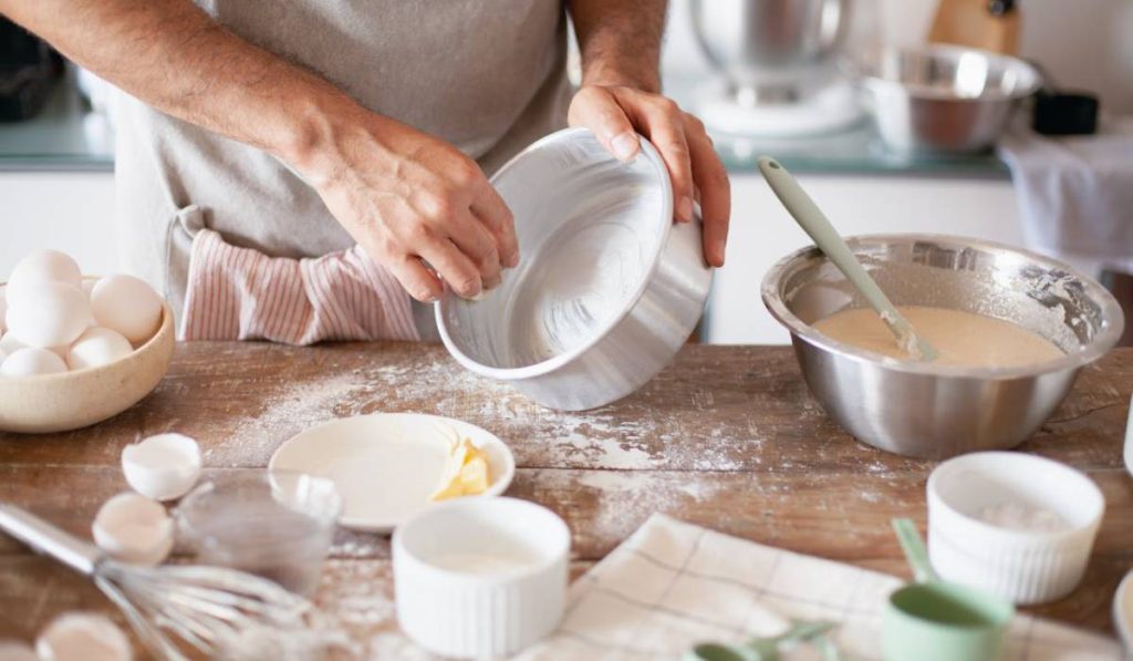 Person preparing sourdough