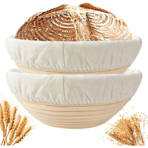 SNAILDIGIT Banneton Bread Proofing Basket Set of 2 - 9 Inch Round Sourdough Proofing Bowls for Artisan Bread Making