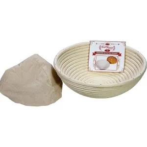 Saint Germain Bakery Premium Round Bread Banneton Basket with Liner - Perfect Brotform Proofing Basket for Making Beautiful Bread (10 inch)