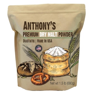 Anthony's Diastatic Dry Malt Powder, 1.5 lb, Made in the USA, Diastatic, Malted Barley Flour