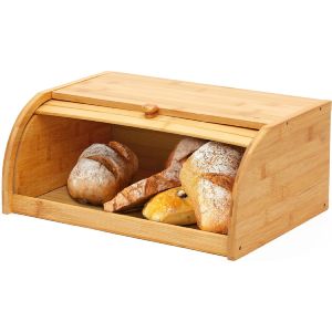ROYALHOUSE Natural Bamboo Roll Top Bread Box
