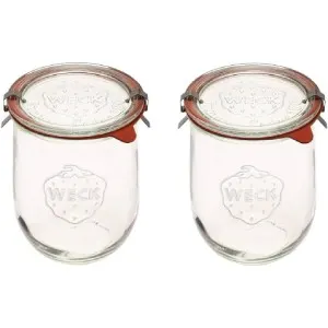 Weck Tulip Jars 1 Liter - Large Sour Dough Starter Jars with Wide Mouth - Suitable for Canning and Storage - 2 with Glass Lids