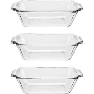 Anchor Hocking Glass Bread Pan, 1.5 Quart Loaf Pan, Set of 3