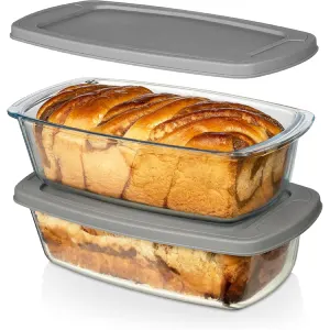 RAZAB - Meatloaf Pan BPA free Airtight Lids Grip Handle Easy Carry, Microwave and Oven Safe - Loaf Pans For Baking Bread