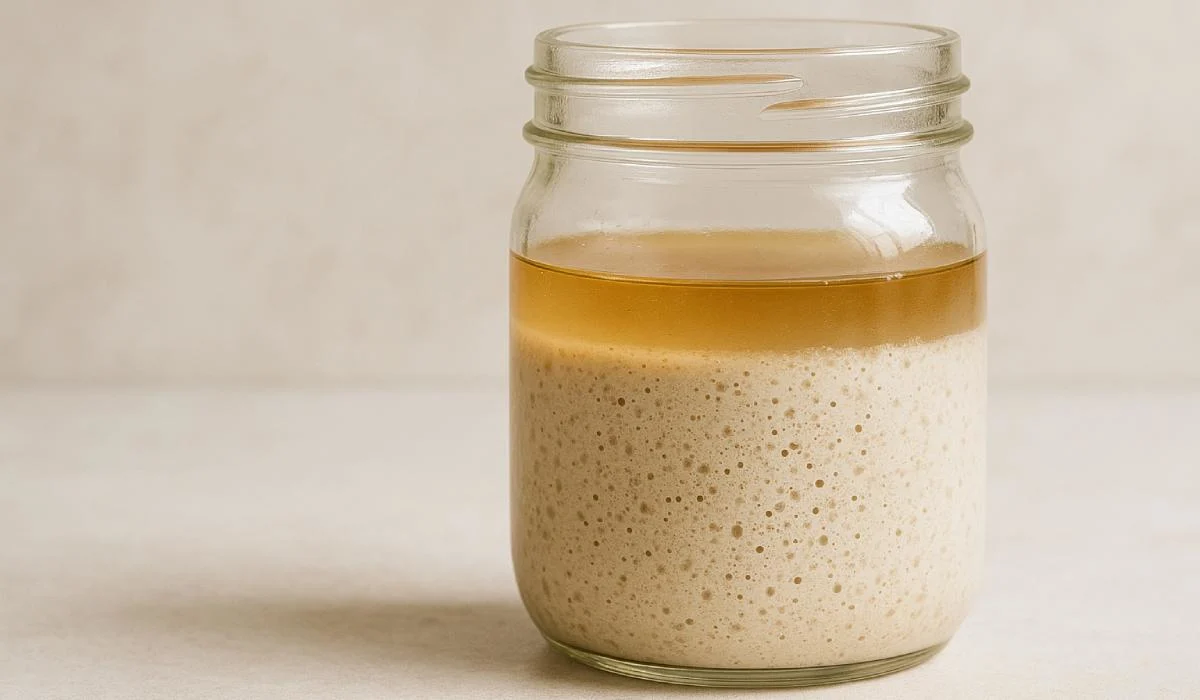 Liquid on top of sourdough starter - AI Generated