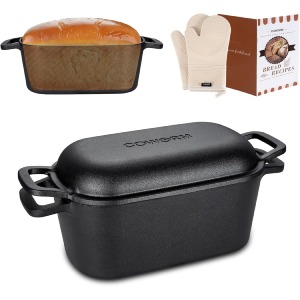 Oval Dutch Oven for Bread Baking - Pre-Seasoned Cast Iron Sourdough Bread Pan